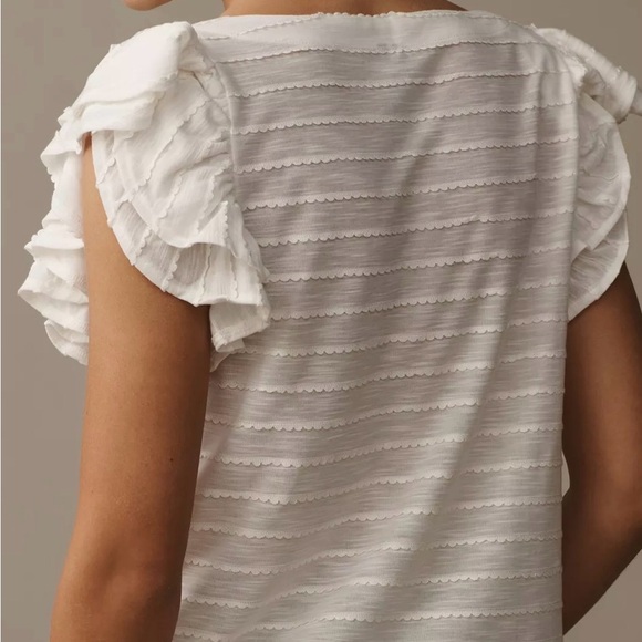 Anthropologie Flutter Sleeve Textured Top - Picture 2 of 5